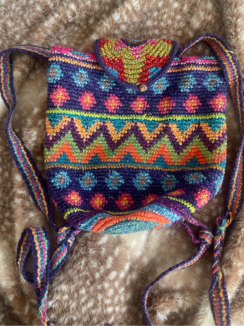mochila wayuu woven bag in Purple, Pink, Teal